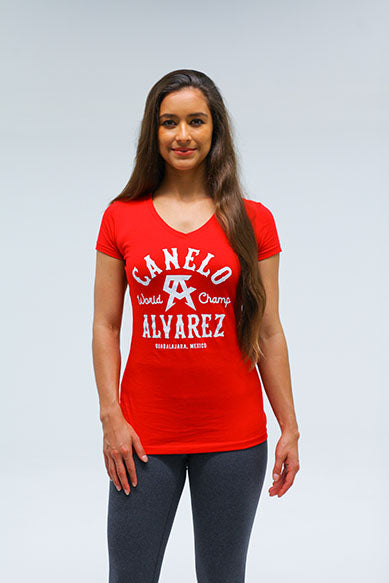Western Red Women V Neck Tee