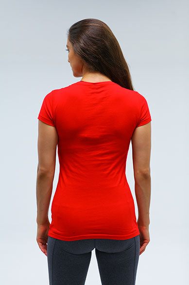 Western Red Women V Neck Tee