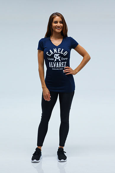 Western Navy Women V Neck Tee