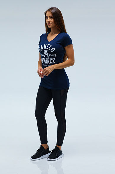 Western Navy Women V Neck Tee