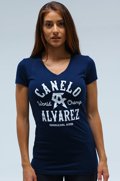 Western Navy Women V Neck Tee